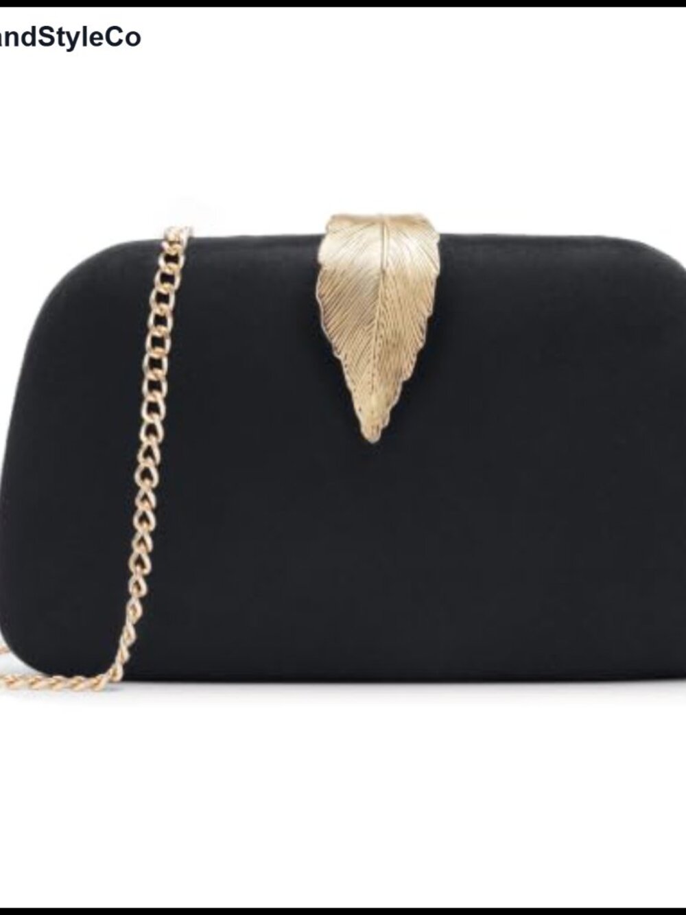 Suede Evening Clutch Purse Small Trapezoid Gold Leaves Clasp Bag